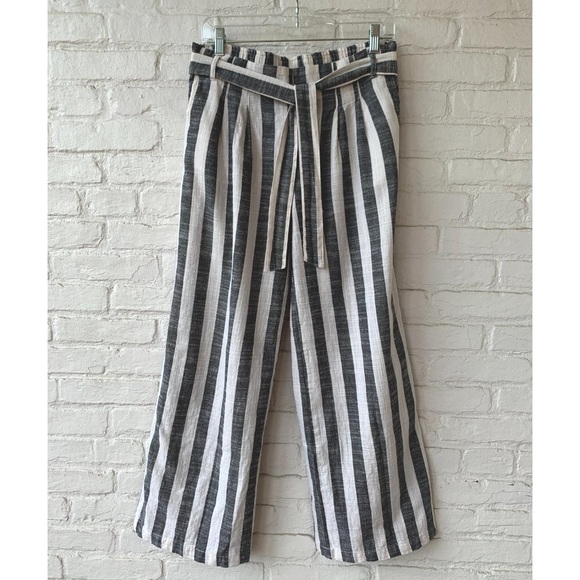 Francesca's Collections Pants - Francesca's Indigo Rising Belted Linen Pants Wide Leg